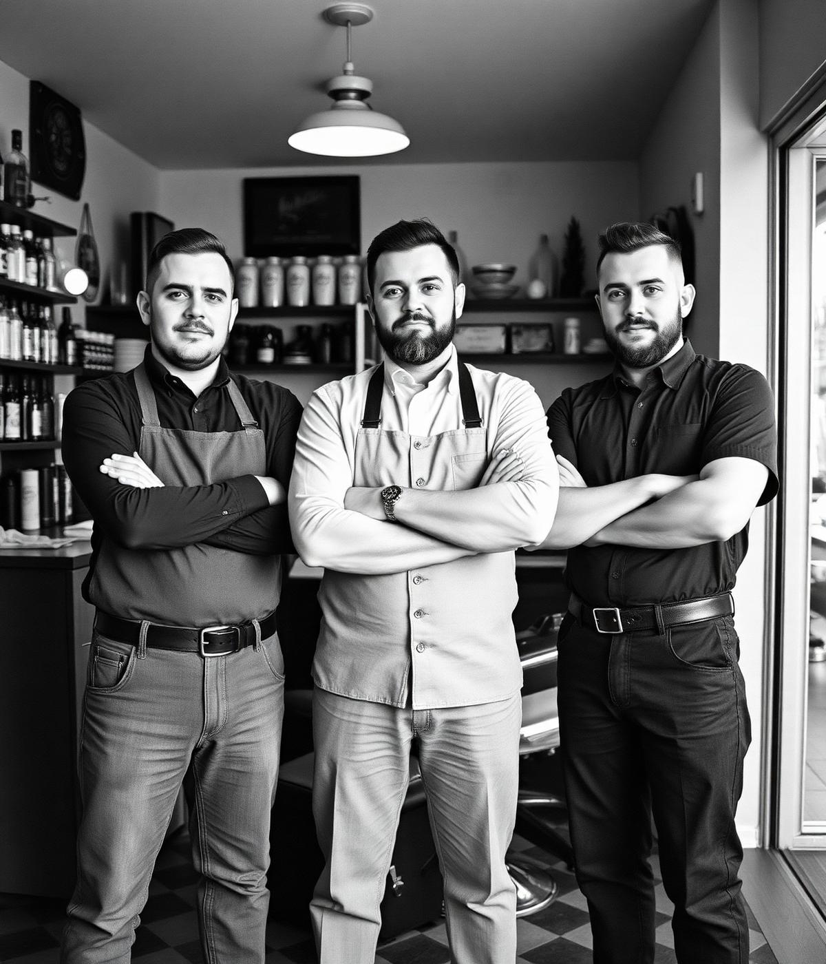 The Vintage Barbers team inside the shop